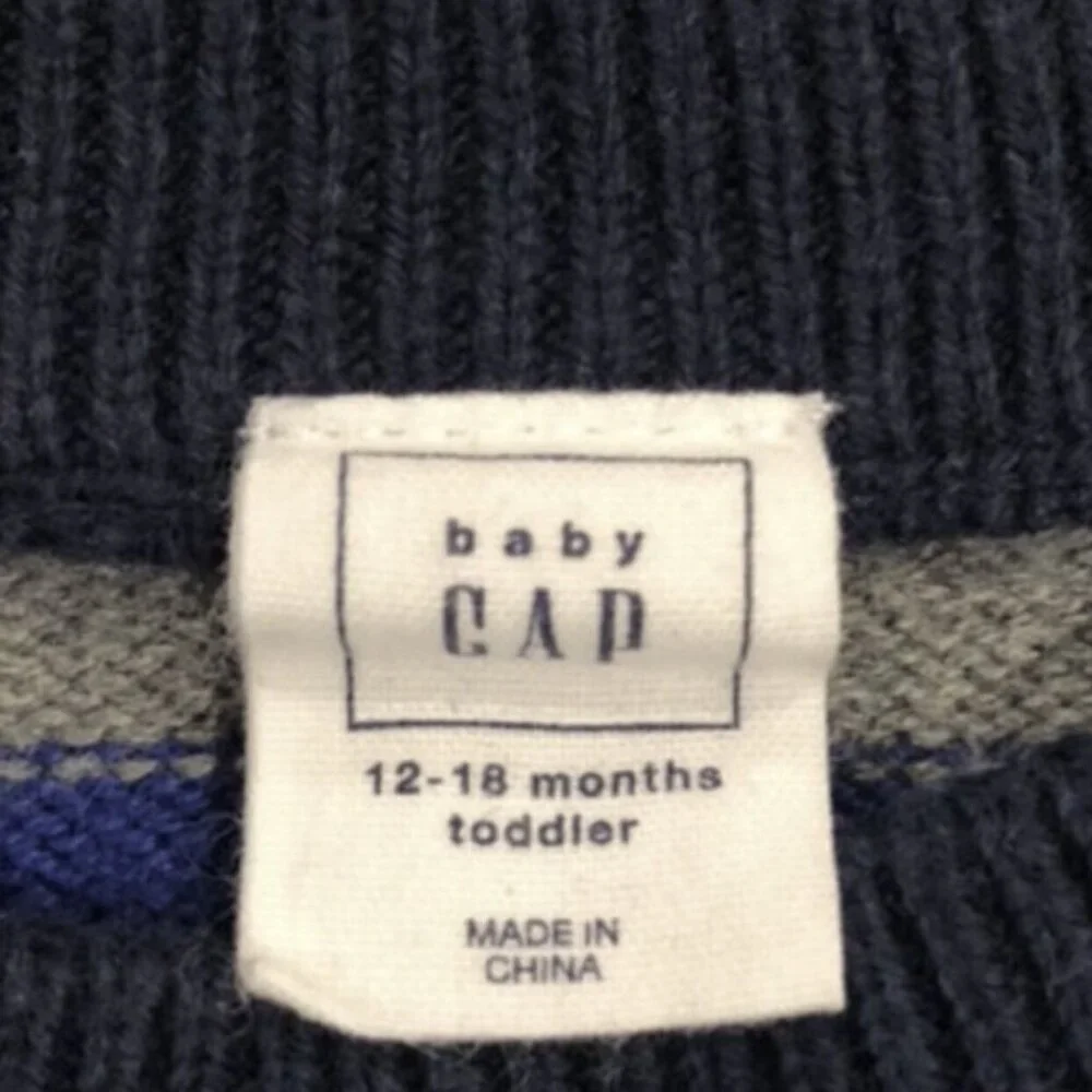Baby Gap 12-18m Grey Blue Green Striped Sweater